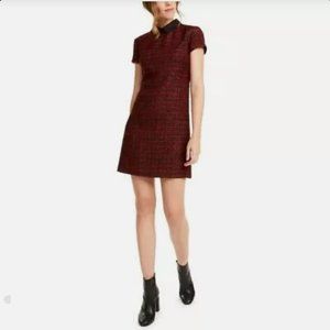 Maison Jules Red/Black Sparkly Tweed Peter Pan Collar Dress Size S